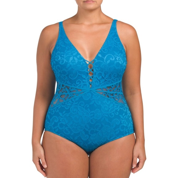 🏖️ Gottex Lace Shalimar V-Neck One Piece - Picture 1 of 3